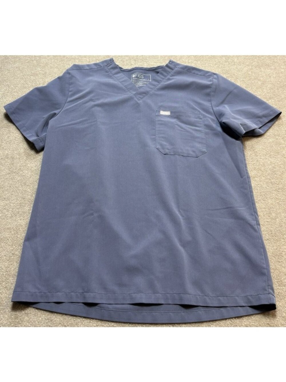 Figs Scrub Men's Top Large Blue Technical Collection V-Neck Piping Medical